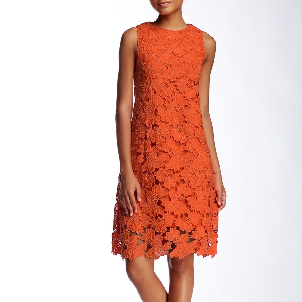 Julia Jordan Orange Floral Lace Sleeveless Dress Size 4 NWT